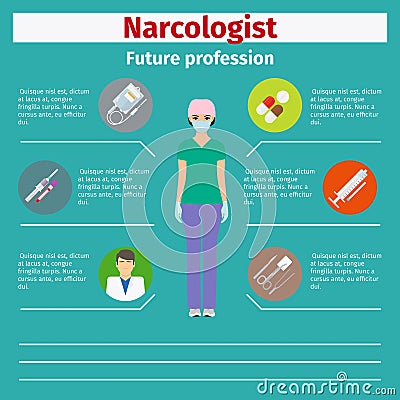 Future profession narcologist infographic Vector Illustration