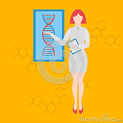 Future professions. Futuristic occupation genetic counselor.Future doctors and nurses and medical staff. Medical woman Vector Illustration