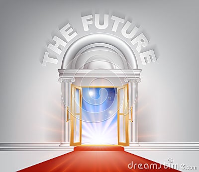 The future red Carpet Door Vector Illustration