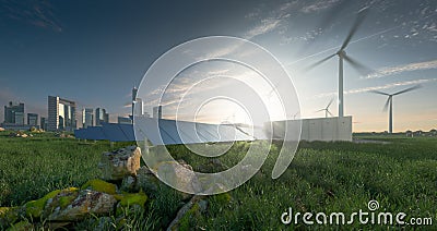 Future renewable energy solution for sustainable cities. Stock Photo