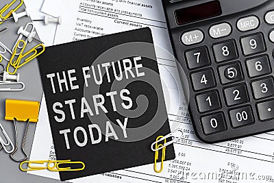 The future starts today - concept of text on sticky note Stock Photo