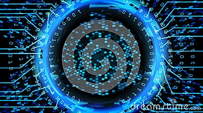 Future Technology Cyber Concept Background. Abstract Security Print. Blue Electronic Network. Digital System Design Vector Illustration