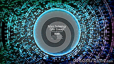 Future Technology Cyber Concept Background. Abstract Security Print. Blue Electronic Network. Digital System Design Vector Illustration