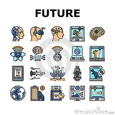 future techology digita modern icons set vector Vector Illustration