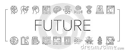 future techology digita modern icons set vector Vector Illustration