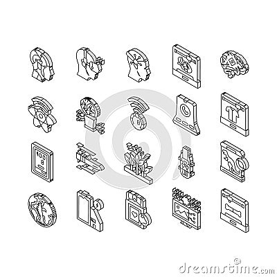 future techology digita modern isometric icons set vector Vector Illustration