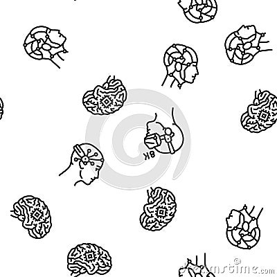 future techology digita modern vector seamless pattern Cartoon Illustration