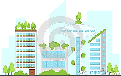 Future urban landscape with buildings. Vector illustration Cartoon Illustration