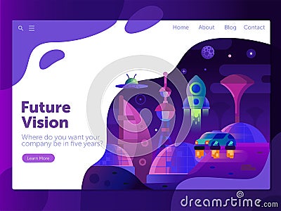 Future Vision Space Themed Gradient Web Banner Vector Illustration