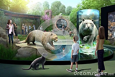 Future Zoo Zoological Park offering visitors lifelike holographic and mechanical versions of some of the world most fascinating Cartoon Illustration