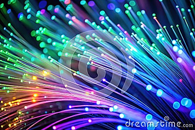 FutureForward Fiber Optic Network Abstract Visualization of HighSpeed Data Transmission and Global Connectivity Stock Photo