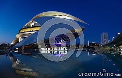 Futurist architecture in Valencia, Spain: Opera house and cultural centre. Palau de les Arts Reina Sofia Editorial Stock Photo