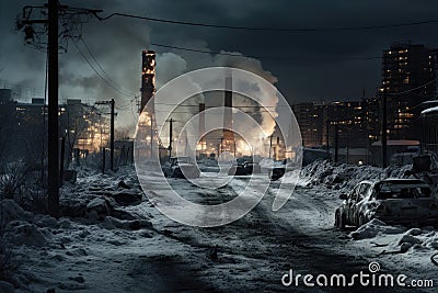 futurist city on winter season Stock Photo