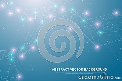 Futuristic abstract background blockchain technology. Global internet network connection. Peer to peer network business Vector Illustration