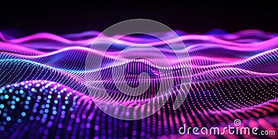 A futuristic abstract background featuring a mesmerizing array of floating holographic light trails, Stock Photo