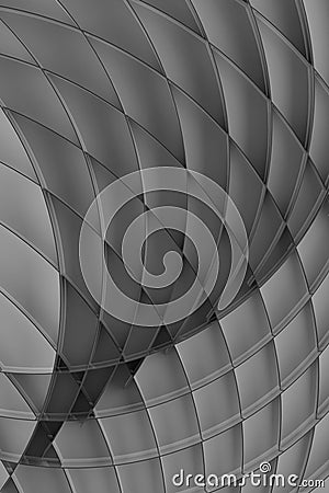 Futuristic abstract background, pattern - thin grey curved lines, grid on light grey color. 3D rendering Stock Photo