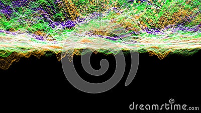 Futuristic abstract blur orange purple green waveform ball oscillation upside down Stock Photo
