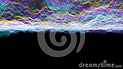 Futuristic abstract blur purple blue yellow waveform ball oscillation upside down Stock Photo