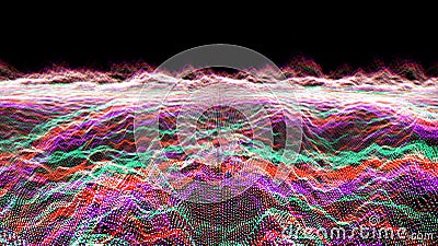 Futuristic abstract blur red preple green waveform ball oscillation Stock Photo