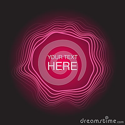 Futuristic abstract circles frame on neon pink light background Vector Illustration