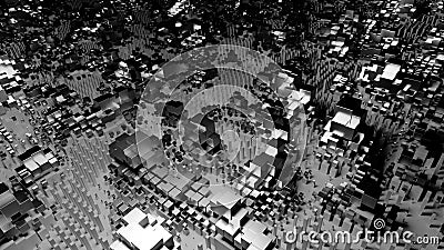 Futuristic abstract cubic grid with seamless wave animation. Design. Abstract technological texture with rippling cubes. Editorial Stock Photo