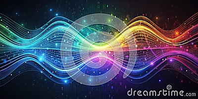 Futuristic Abstract Digital Stream Background Seamless Binary Code Wave Pattern for Modern Design Projects Stock Photo
