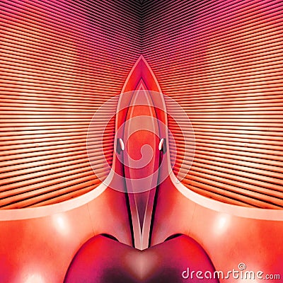 Futuristic abstract geometric shiny image with pair of eyes in shades of red colours Stock Photo