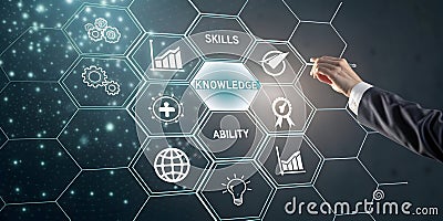 A futuristic and abstract image representing the concept of skills, knowledge, and ability Stock Photo