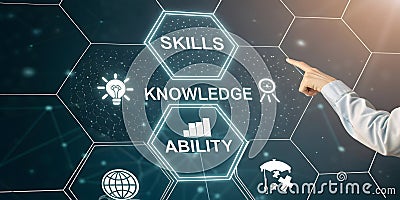 A futuristic and abstract image representing the concept of skills, knowledge, and ability Stock Photo