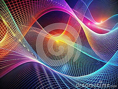 A Futuristic Abstract Technological Landscape Intricate Curvilinear Lines and Glowing Structures Create a Dynamic Epic Stock Photo