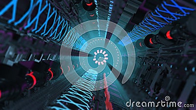 Futuristic Abstract Technological Space Tunnel Stock Photo