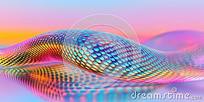 Futuristic Abstract Wave with Multicolor Gradient and Iridescent Patterns. Holographic abstract background Stock Photo
