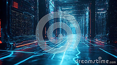 futuristic Advanced Cloud Computing and Machine Learning Concept Stock Photo