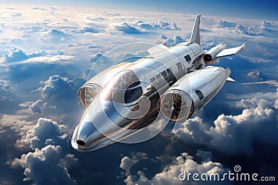 futuristic aerospace vehicle in stratosphere Stock Photo