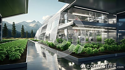 Futuristic Agri Tech, Clean and Efficient Farming in a Smart Environment. Generative AI Stock Photo