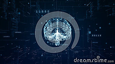 Futuristic AI Brain, Digital brain with neural connections, representing artificial intelligence, technology, and data networks on Stock Photo