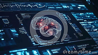 Futuristic AI Powered Diagnostics Displaying Data Visualization Concepts Stock Photo