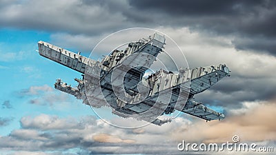 Futuristic alien Spaceship Stock Photo