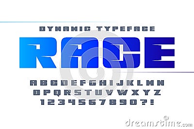 Futuristic alphabet design, typeface, letters and numbers. Vector Illustration