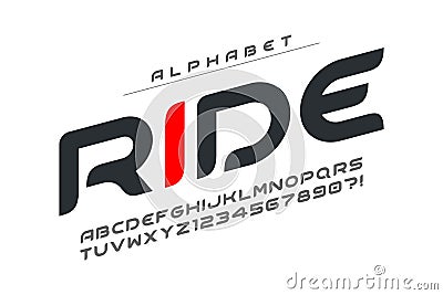 Futuristic alphabet design, typeface, letters and numbers. Vector characters. Vector Illustration