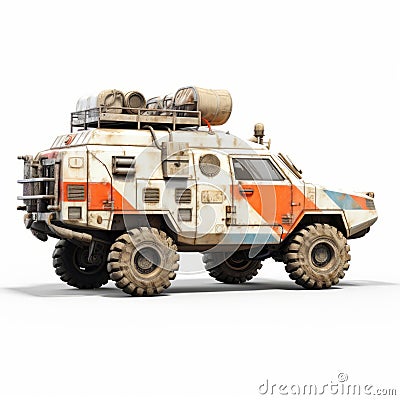 Futuristic Ambulance: Realistic Model With Dystopian Mad Max Style Stock Photo