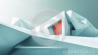Futuristic angular architecture with red accent window Stock Photo