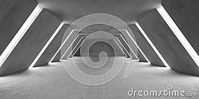 Futuristic architectural design featuring concrete abstract geometry with triangular patterns Stock Photo