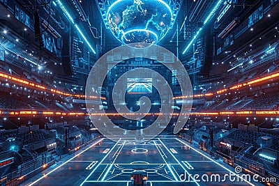 Futuristic Arena: The Next Level of Sports Stock Photo