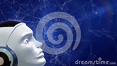 Futuristic artificial intelligence robot and network system background Stock Photo