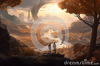 Sci-fi lovers' dream: Epic vista with futuristic shapes and ultra realistic photography Stock Photo