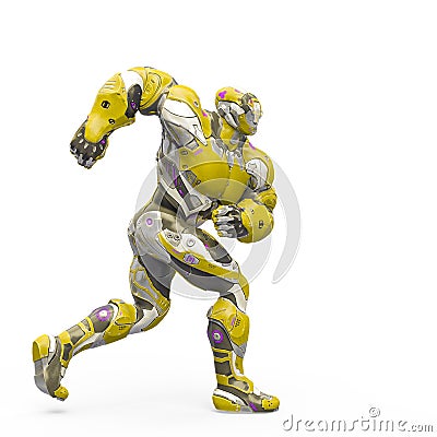 Futuristic astronaut is walking in white background Cartoon Illustration