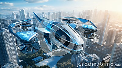 Futuristic autonomous hydrogen-powered aircraft Stock Photo