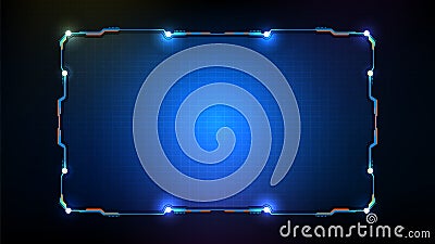 futuristic background of blue glowing technology sci fi frame hud ui Vector Illustration