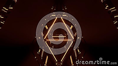 Futuristic background of neon lights with sparkles and glowing golden lines Stock Photo